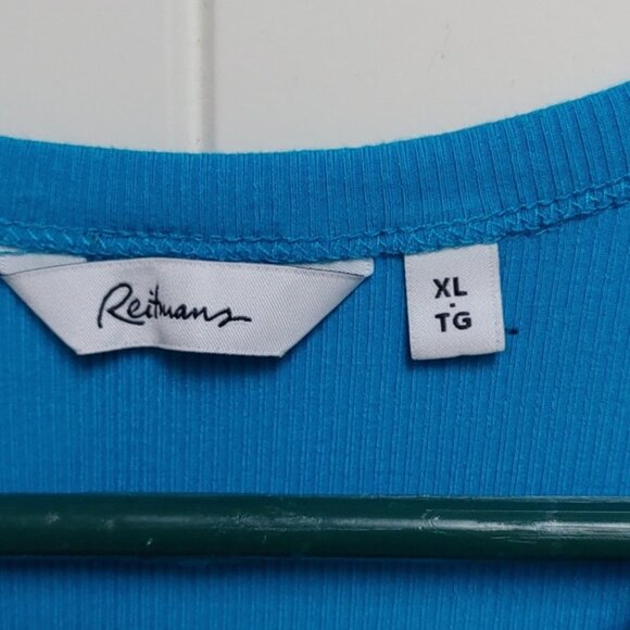 Reitmans bright aqua blue sleeves rib pattern tank top shirt size XL - Picture 4 of 5
